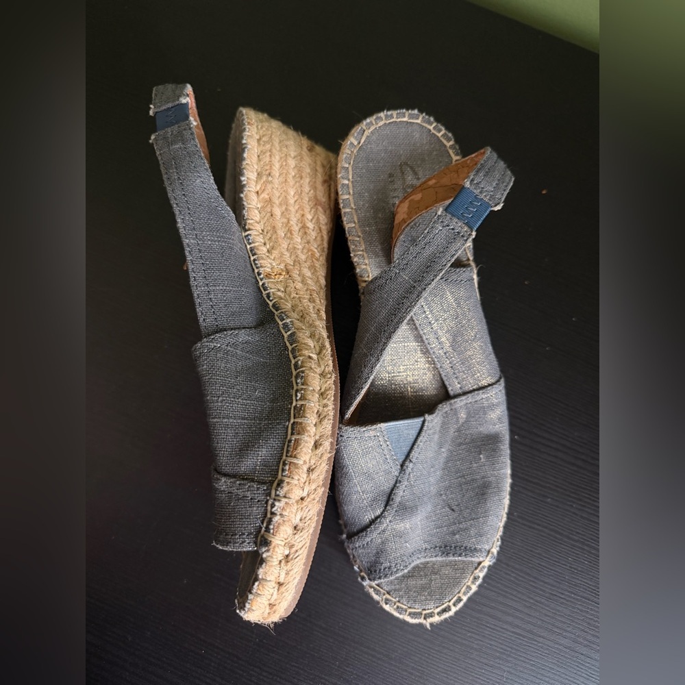 Clarks Black Espadrille Wedge Sandals